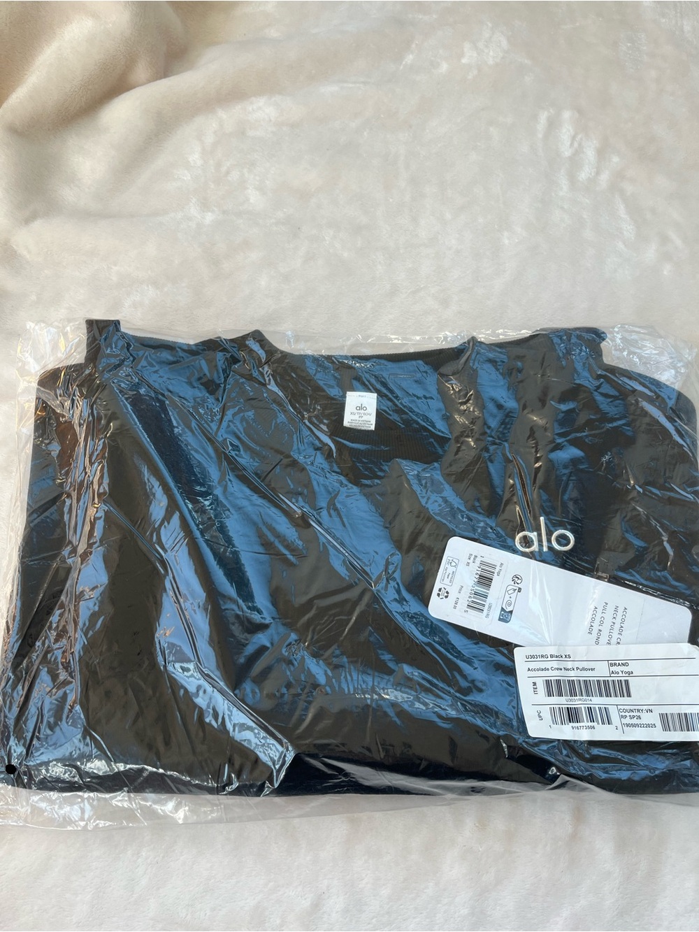 ALO Yoga Black Crewneck Sweatshirt with Logo